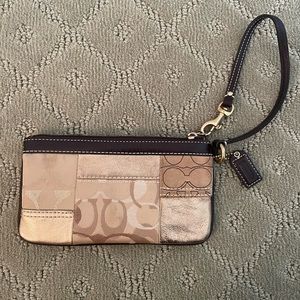 Coach Brown and Gold Wristlet